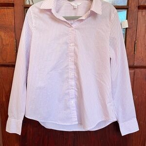 Time and Tru Pink Striped Button Down Shirt